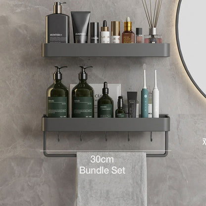 Contemporary Sleek Gray Bathroom Shelves