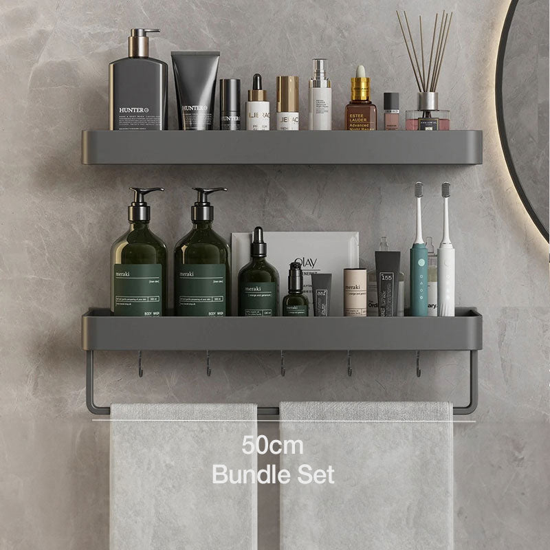 Contemporary Sleek Gray Bathroom Shelves