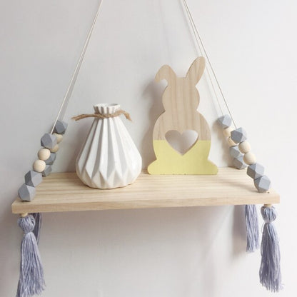 Wooden Hanging Nursery Shelf