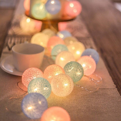 LED Cotton Ball Garland Lights