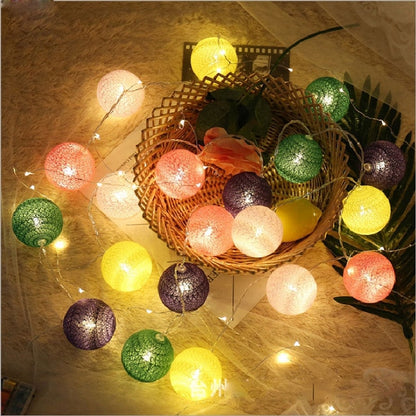 LED Cotton Ball Garland Lights